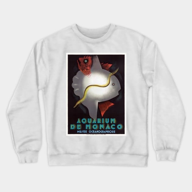 Aquarium de Monaco Vintage Poster 1926 Crewneck Sweatshirt by vintagetreasure